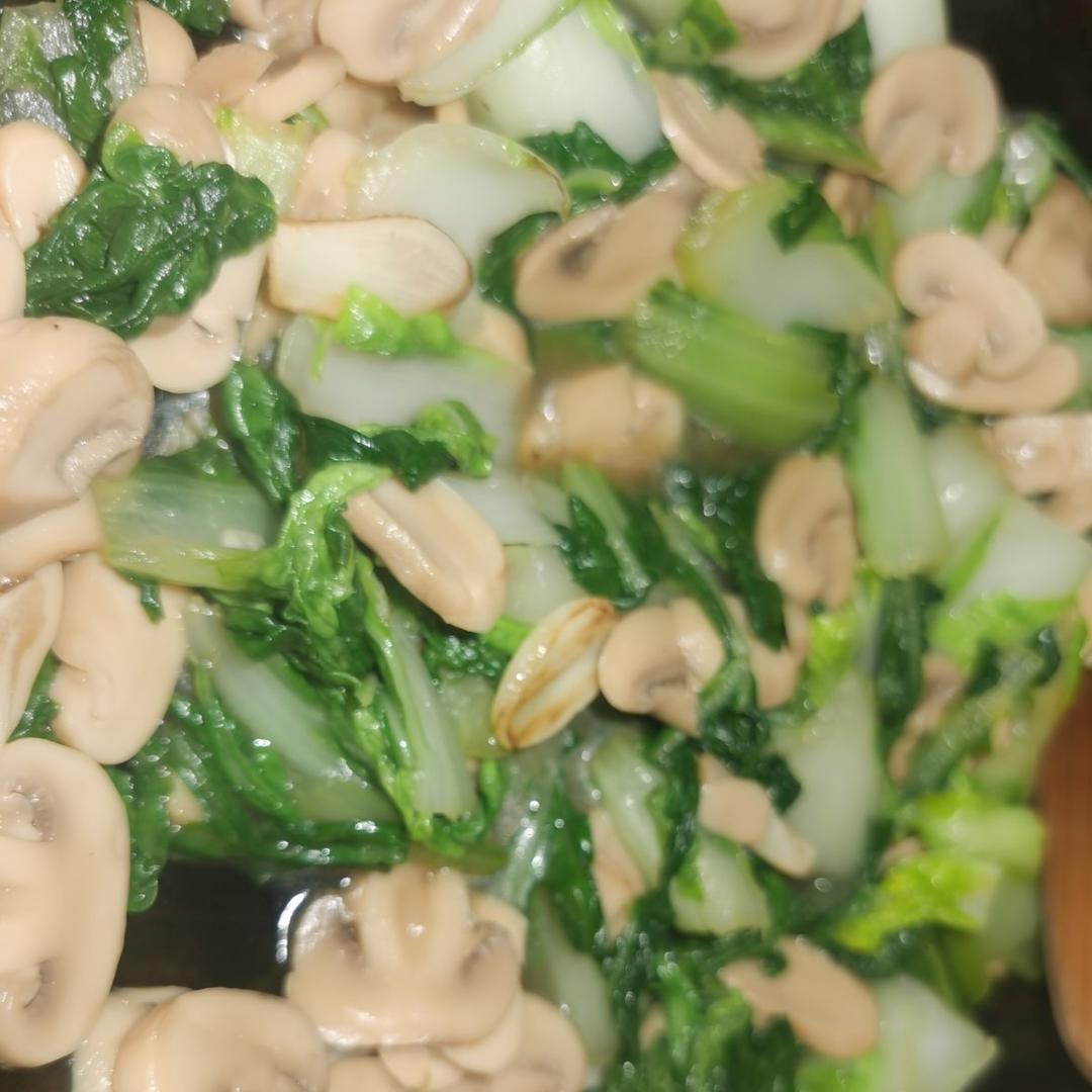 鲜美的口蘑炒青菜
