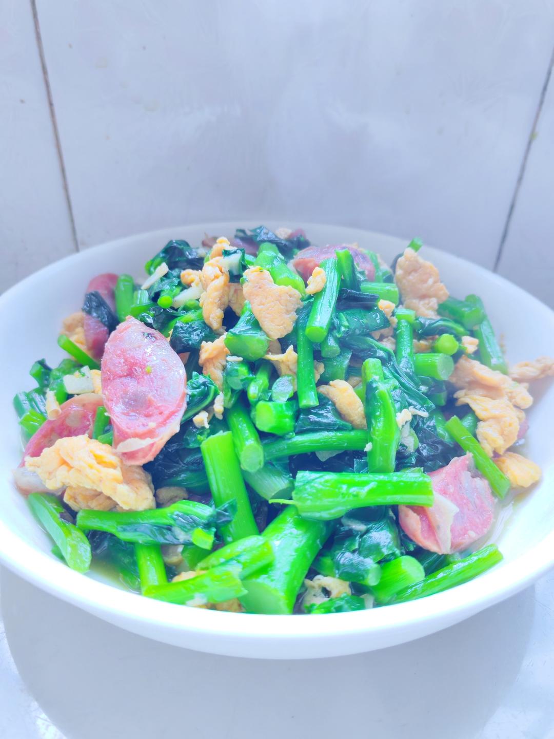 10分钟搞定的菜苔小炒🍳，比清炒好吃太多