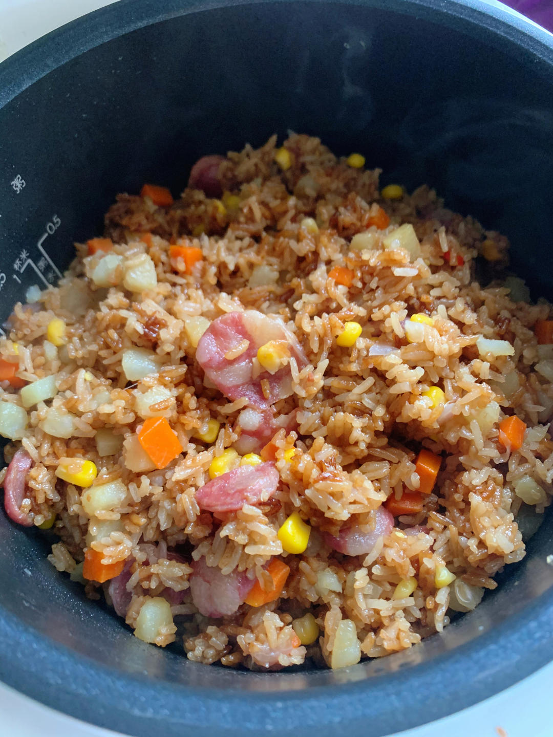 广式香肠土豆焖饭（电饭煲）超简单！不用炒菜！洗锅很方便！