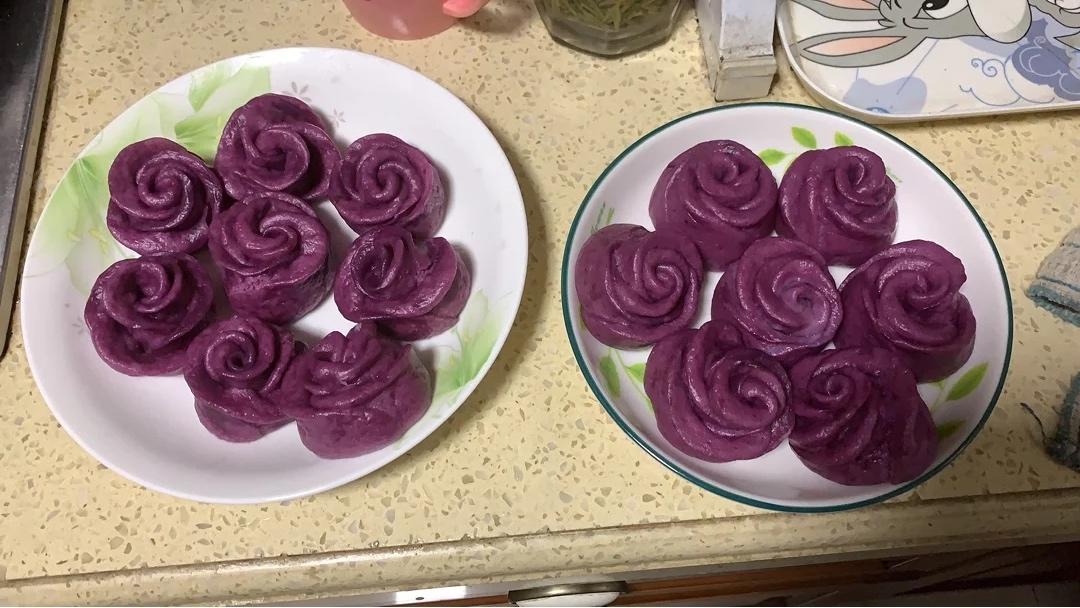 紫薯玫瑰馒头
