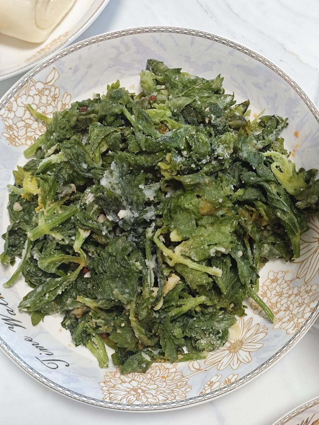 蒸芹菜叶（蒸野菜）