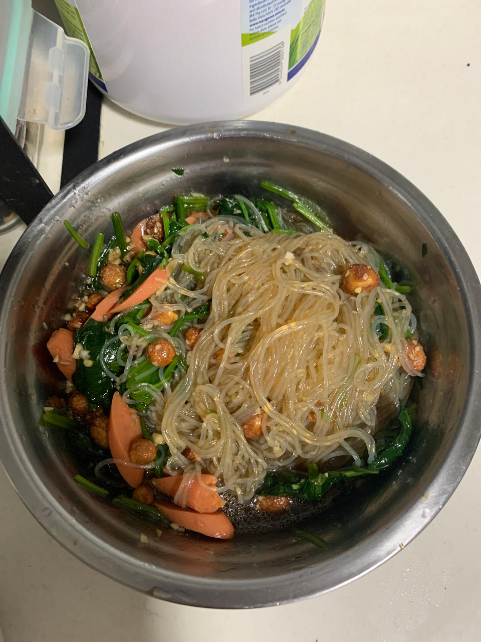 🌼神仙吃法㊙️菠菜凉拌粉丝，真的会一口上瘾。
