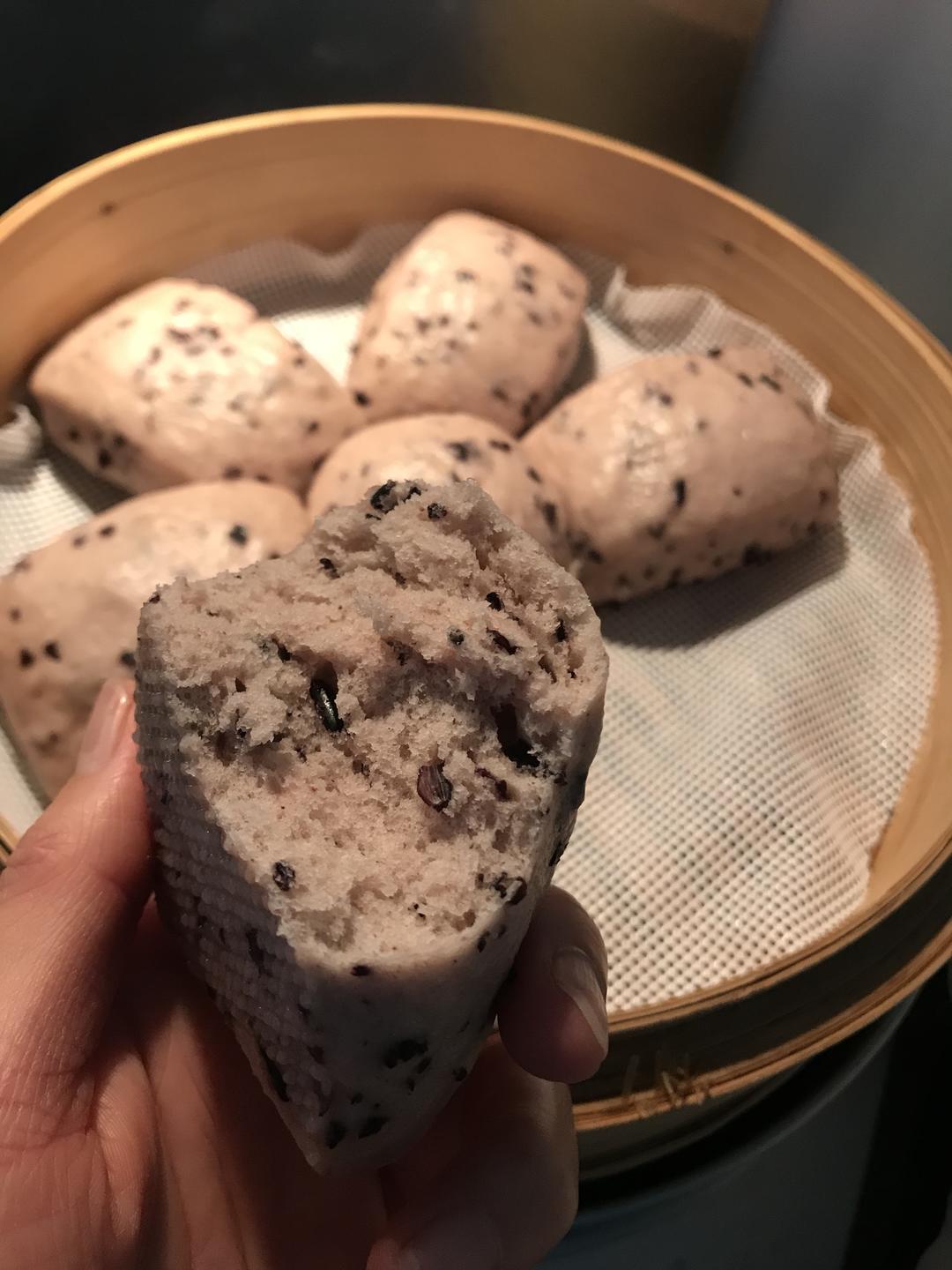 黑糯米酒酿馒头的做法