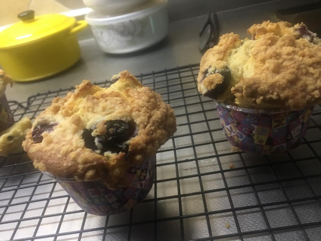 10分钟搞定的蓝莓麦芬，顶着大大的蘑菇头~