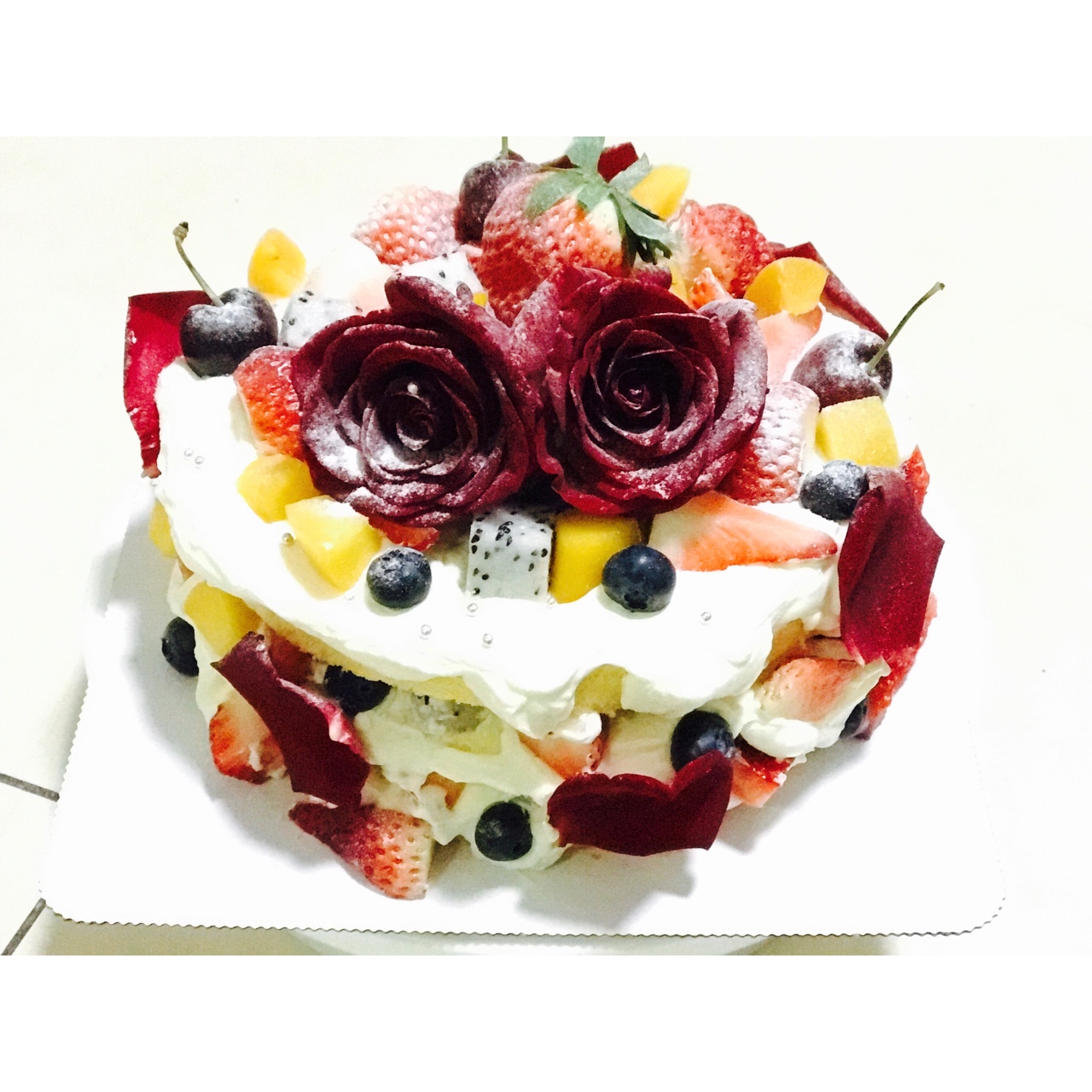 鲜花水果裸蛋糕
