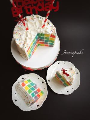 高颜值彩虹格子蛋糕的做法 步骤13