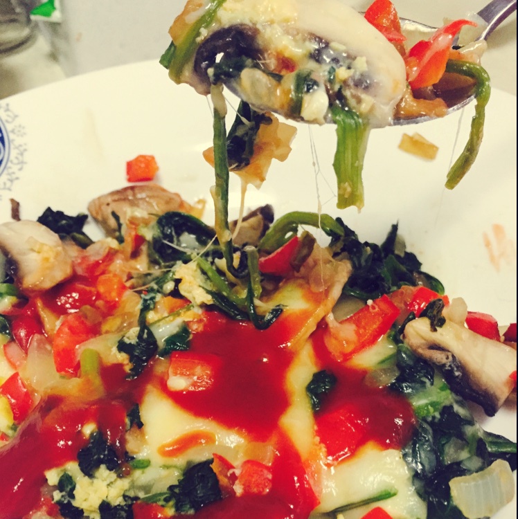 菠菜奶酪烘蛋 (无油快手早餐! )