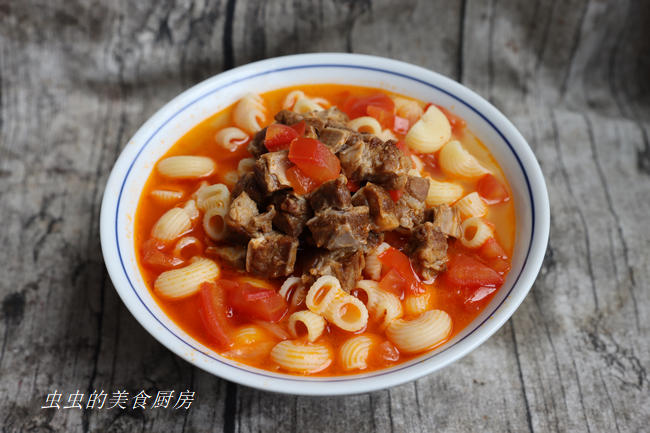 【番茄牛腩通粉的做法步骤图,怎么做好吃】虫虫和美食_下厨房