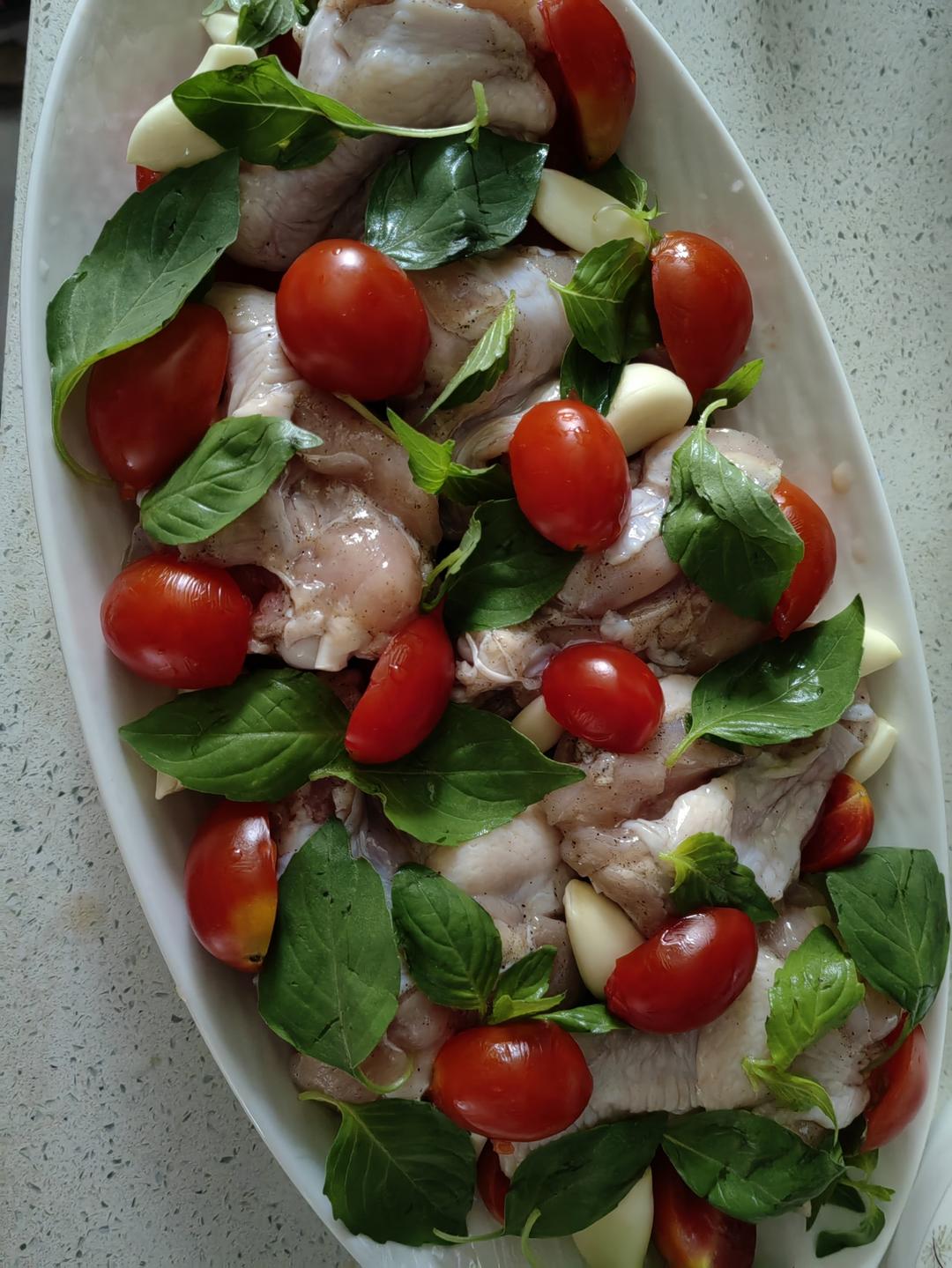 番茄罗勒烤鸡腿（杰米奥利弗的方子）