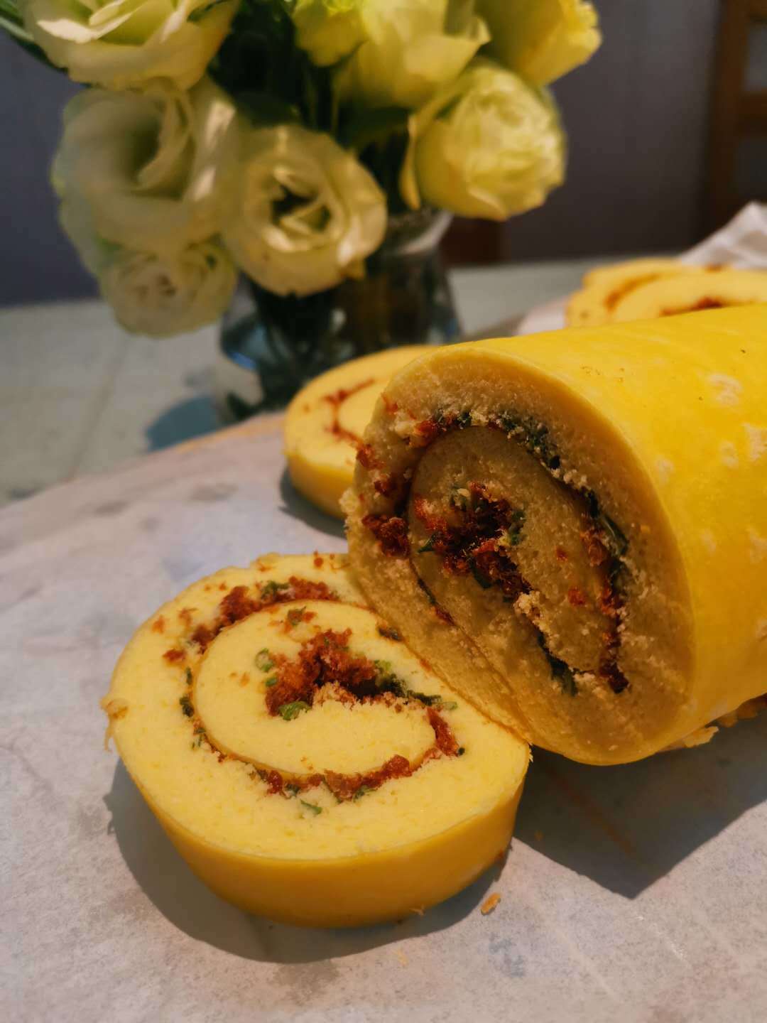 香葱肉松蛋糕卷