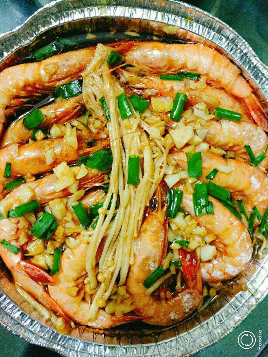 蒜蓉金针菇烤虾/花甲