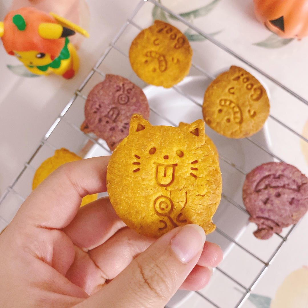 椰香南瓜、紫薯曲奇，可可爱爱🎃万圣节饼干（无糖配方，宝宝和控糖人士友好）