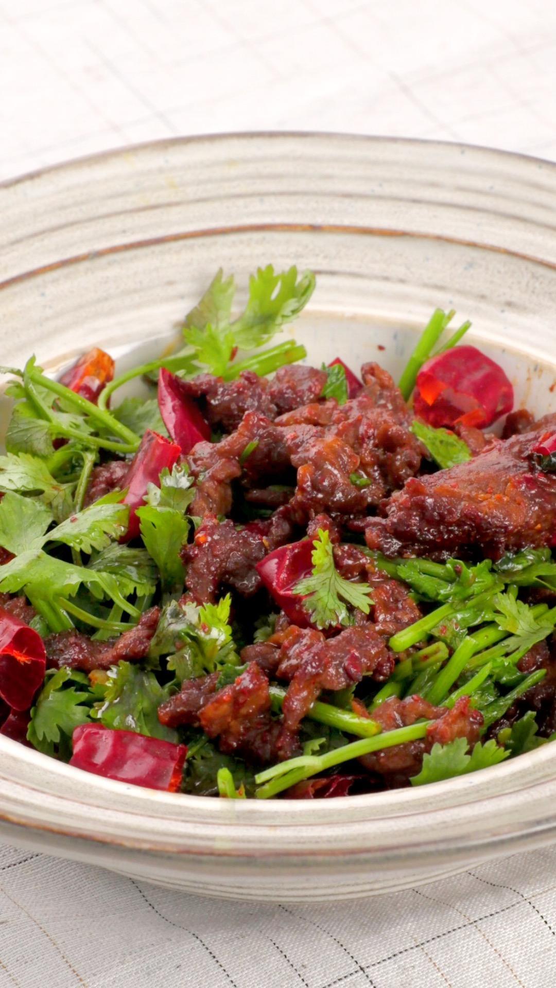 爆炒麻辣香菜牛肉的做法