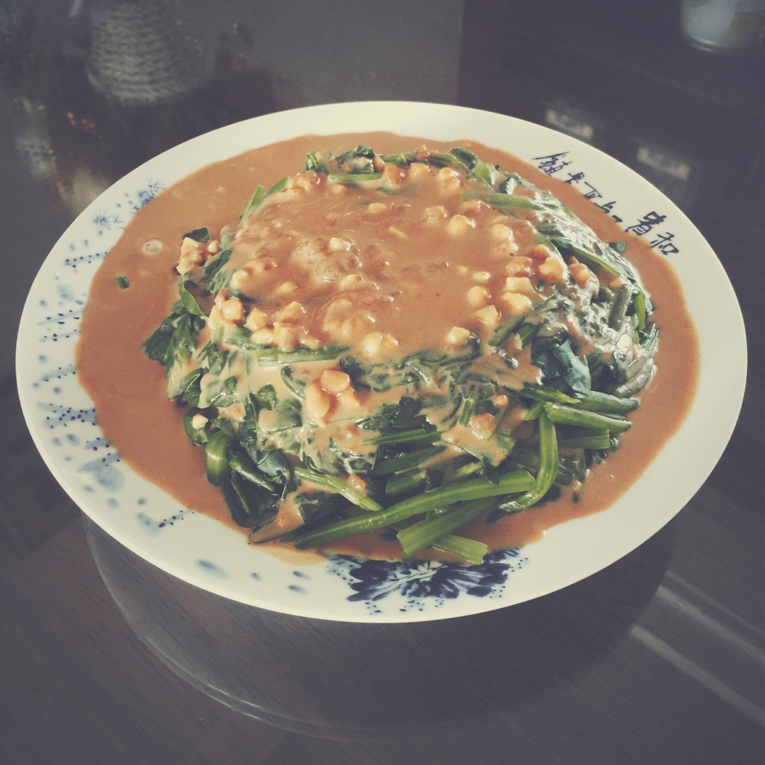 麻酱拌花生菠菜