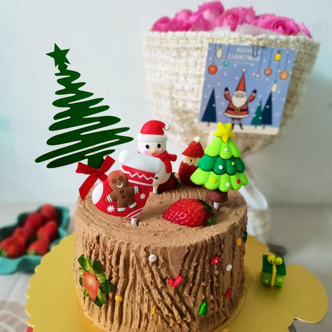 圣诞之礼——圣诞树桩蛋糕