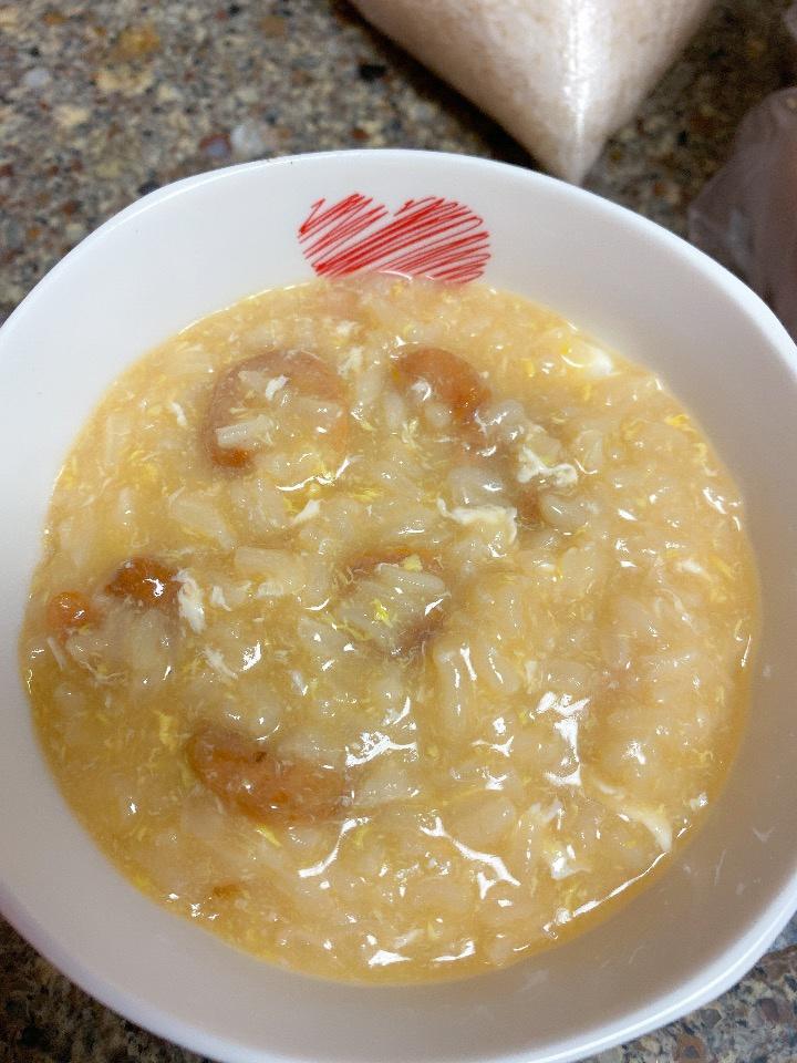 虾米沙虫鸡蛋粥