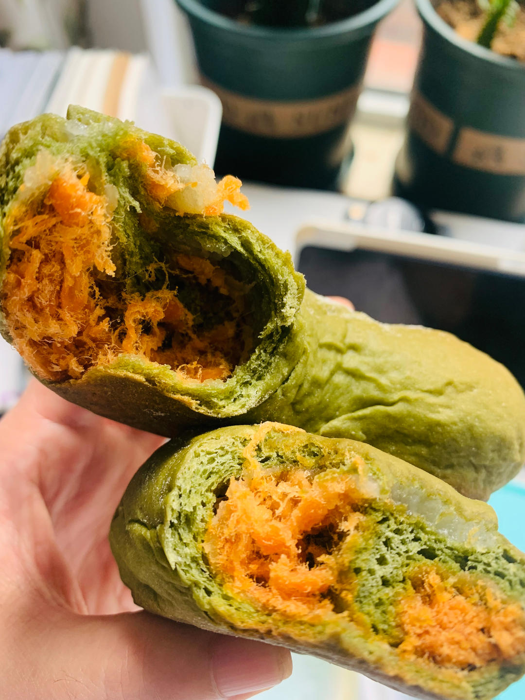 比原麦山丘还好吃的【抹茶麻薯古早味面包】肉松红豆沙