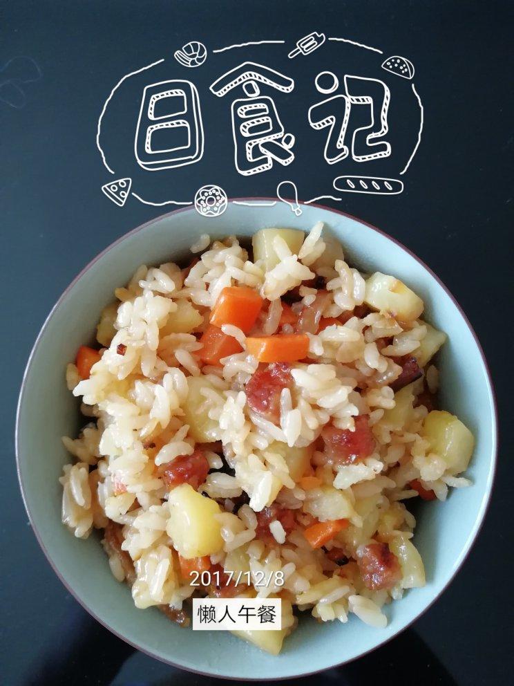 香菇腊肠土豆焖饭