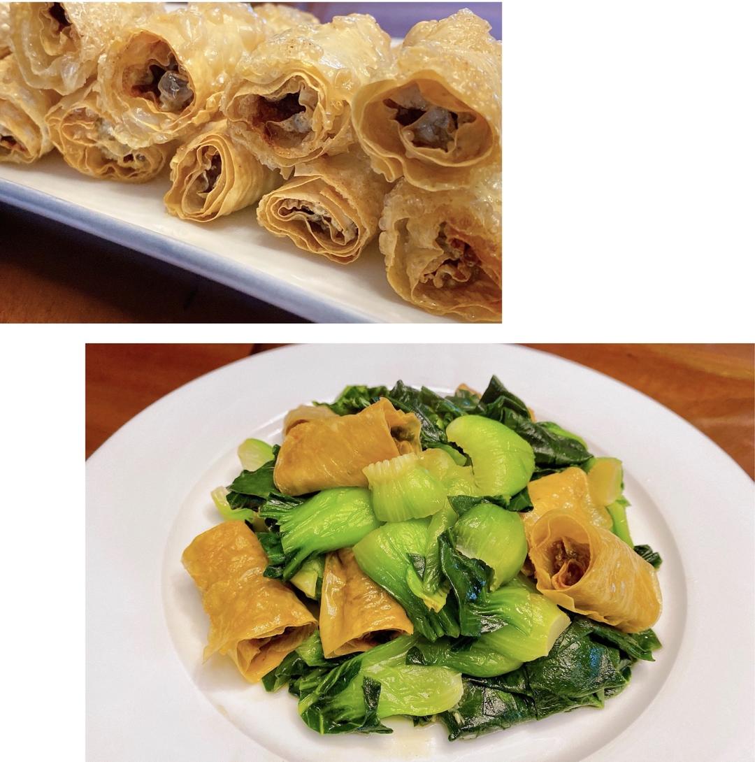年夜饭系列菜：炸响铃与青菜炒皮卷（六）