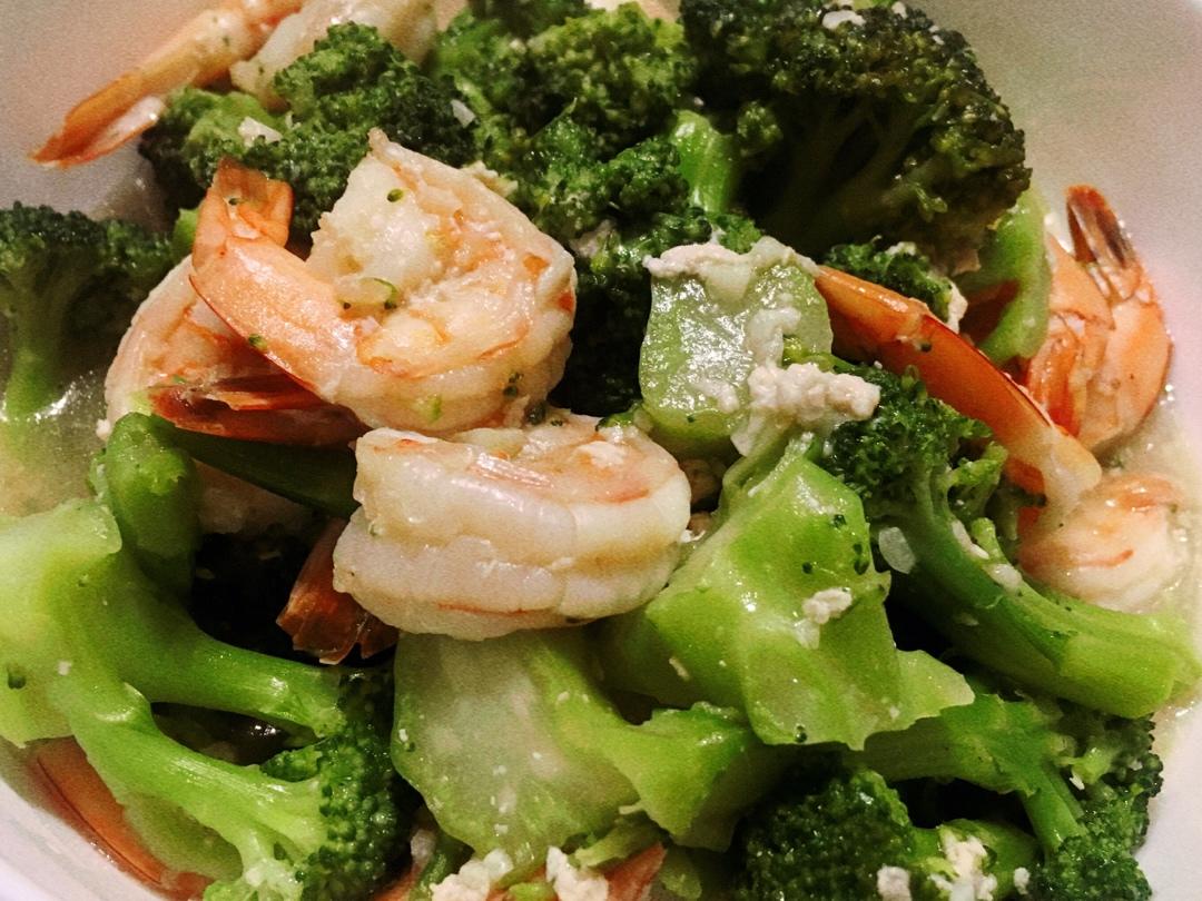 蒜蓉西兰花炒虾