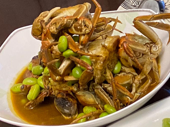 酱炒螃蟹（六月黄）毛豆