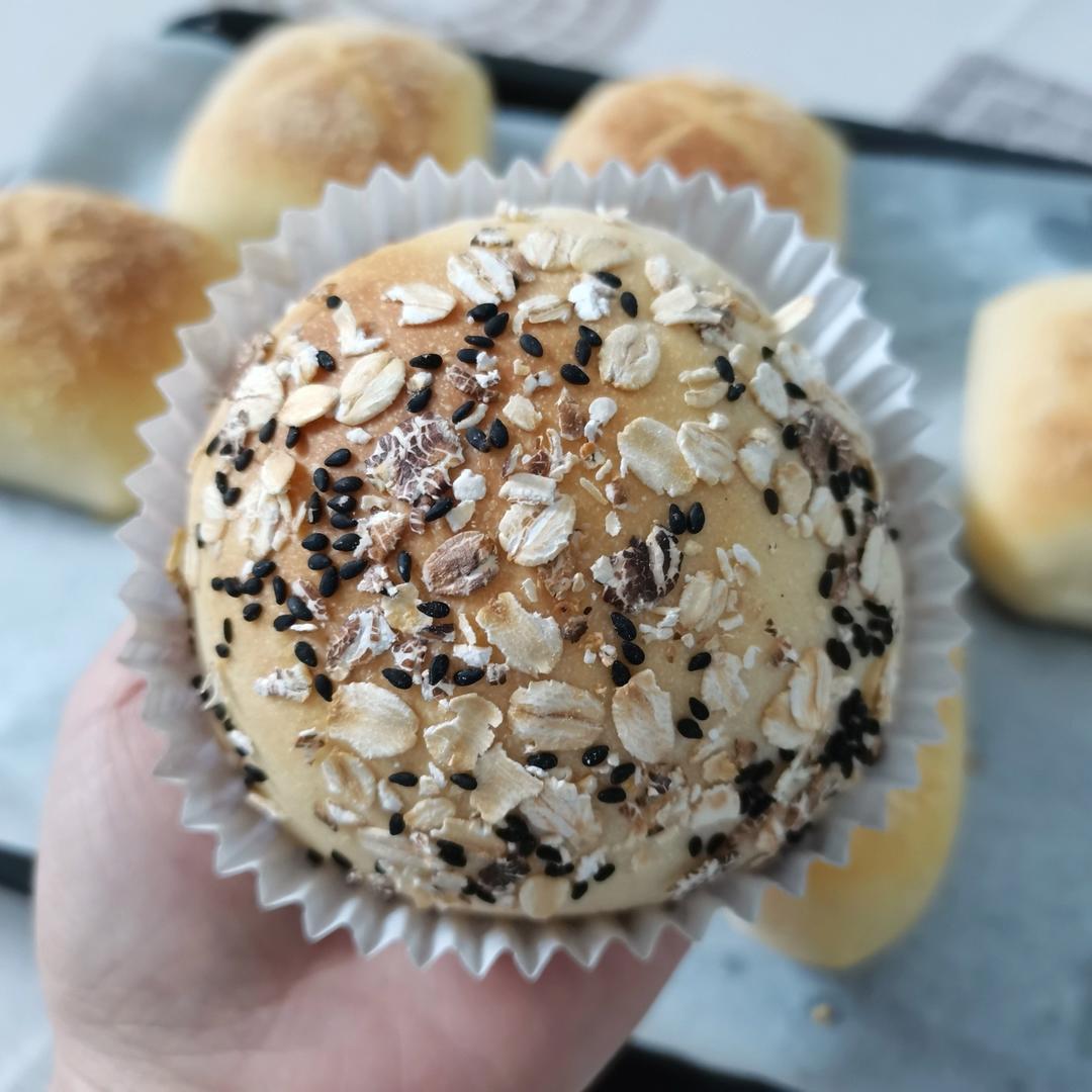 🍔低卡全麦汉堡胚｜低糖低油｜超柔软｜一次发酵｜省时省力