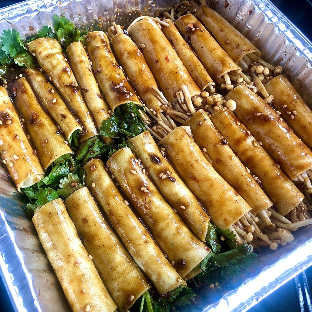 ohiahiahia做的免油炸75秒杀路边烧烤摊75烤箱豆皮卷菜