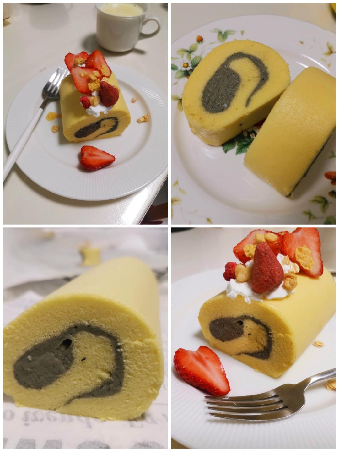 材料最简单的【低卡蛋糕卷】卡仕达戚风卷