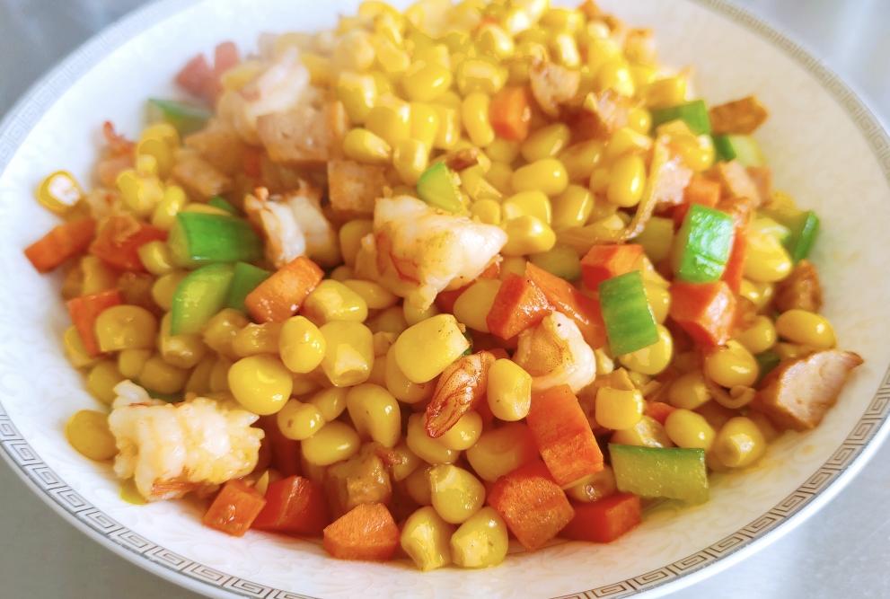 什锦玉米粒虾仁🍤🌽🥕