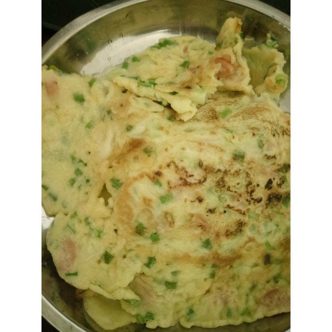 火腿肠葱花鸡蛋饼