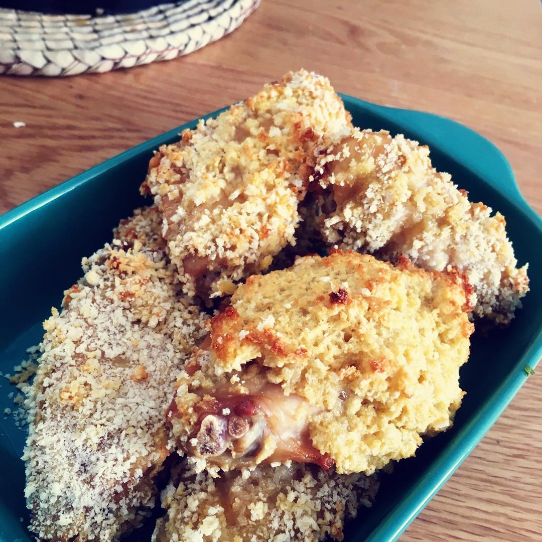sherry做的健康少油面包糠香酥脆烤鸡翅烤箱版