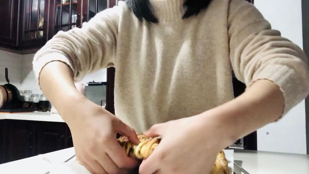 一次发酵就非常好吃的肉桂红糖苹果馅雪花面包