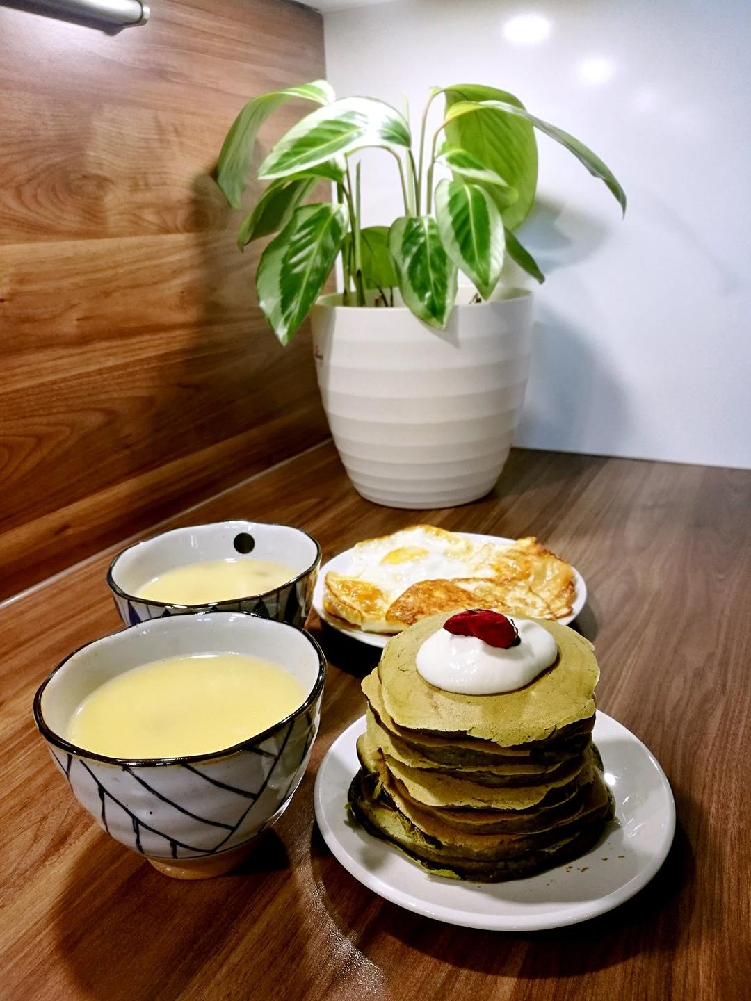 茬早餐8—抹茶松饼（无油）