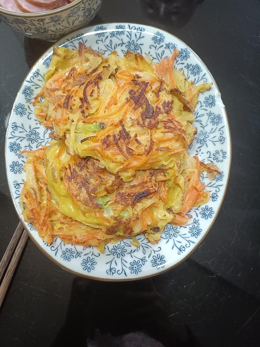 香煎土豆丝鸡蛋饼，简单美味的早餐，孩子爱吃