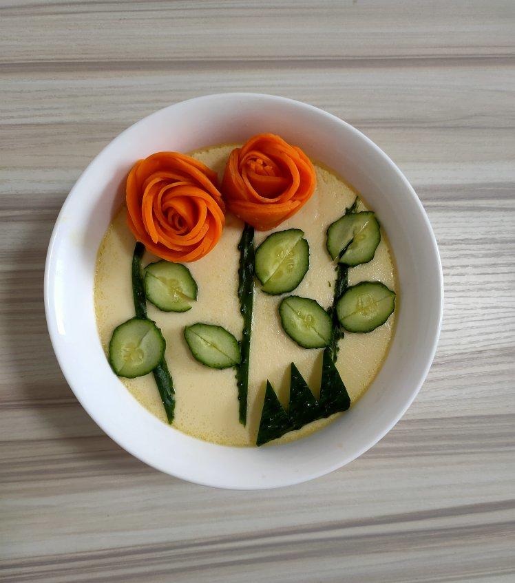 营养又美味的蔬菜鸡蛋羹（玫瑰花蒸蛋）