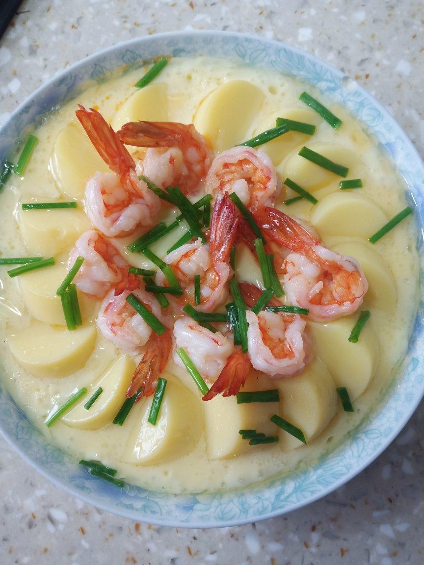 虾仁豆腐蒸水蛋