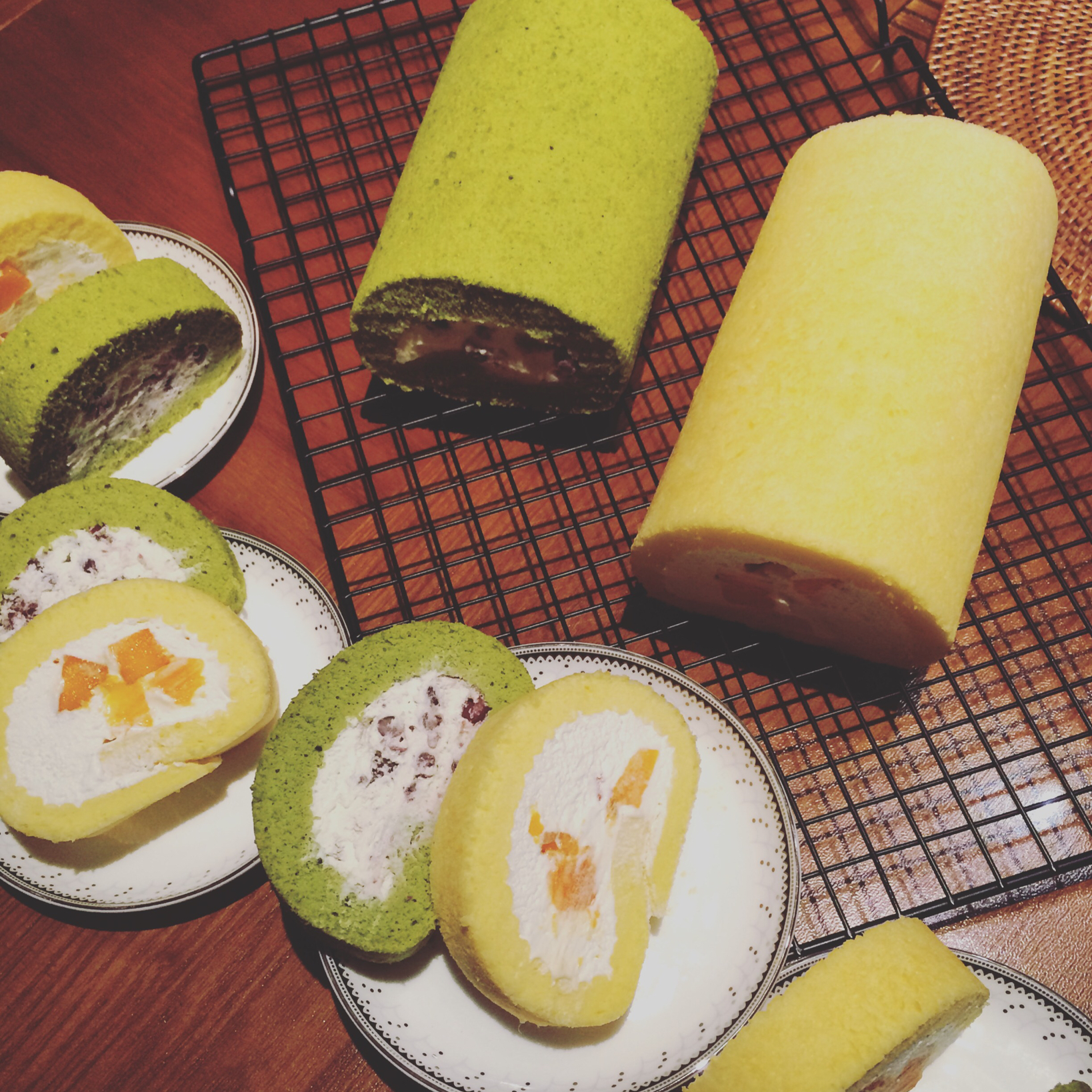 抹茶红豆蛋糕卷