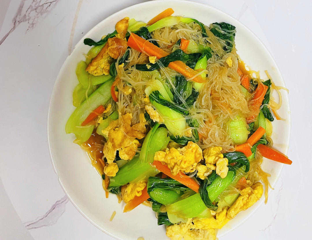 油菜鸡蛋粉丝的做法