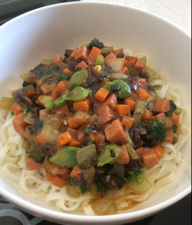 茄子肉丁打卤面