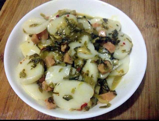 雪菜冬笋肉丝炒年糕