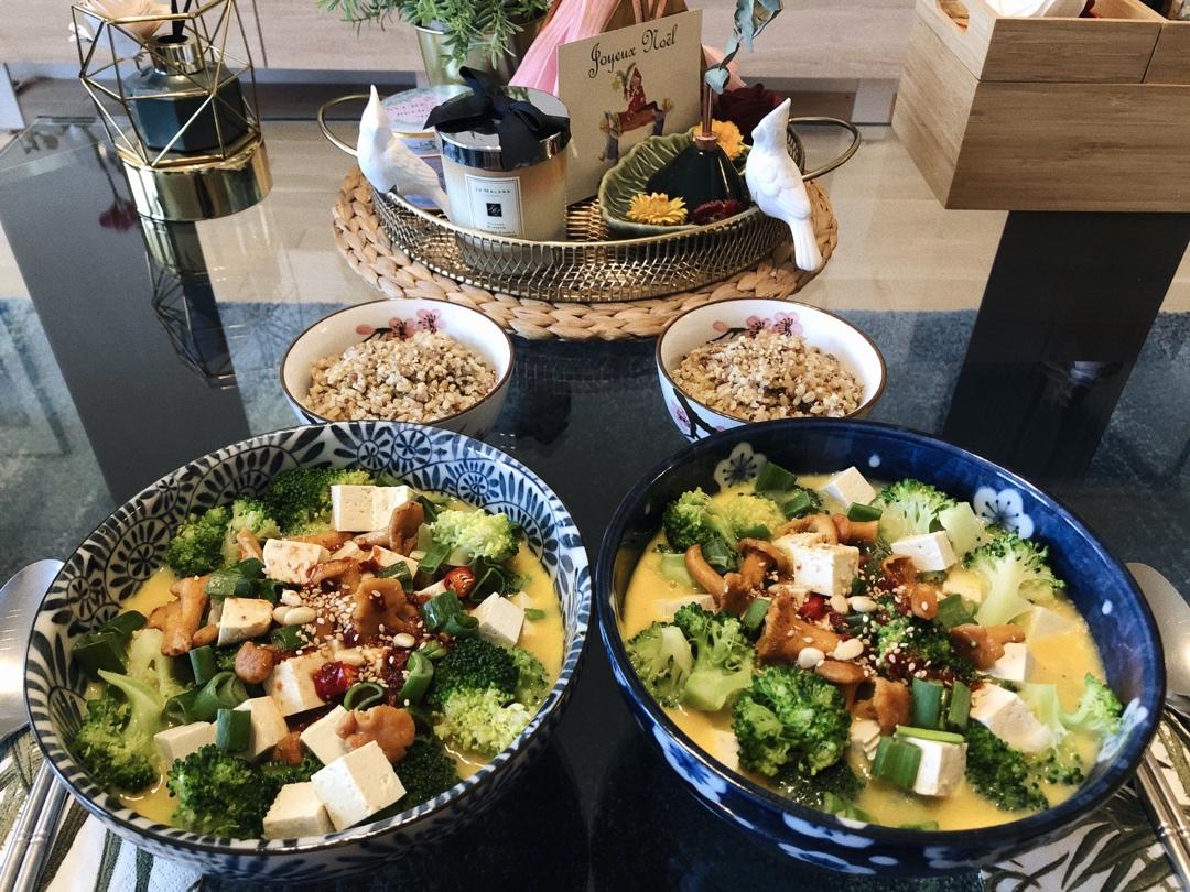 减脂餐—西兰花虾仁豆腐蒸蛋