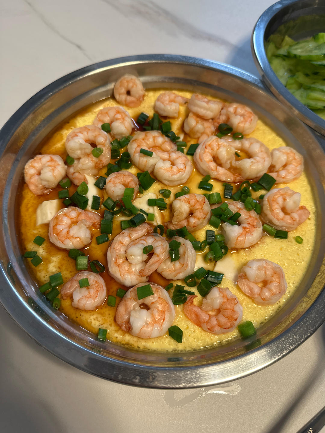 虾仁鸡蛋蒸豆腐