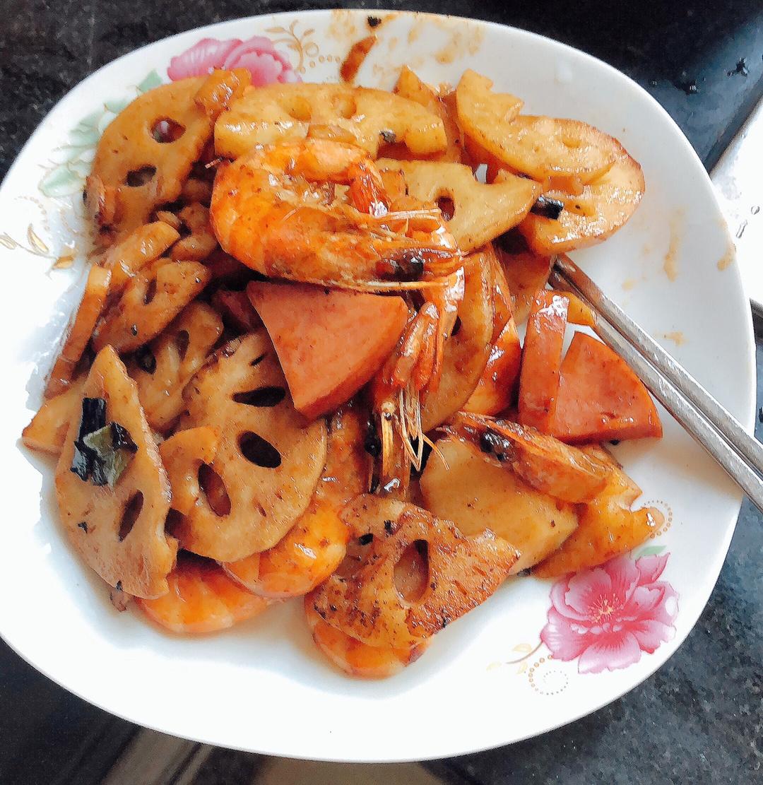 干锅莲藕虾