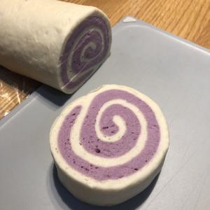 奶香紫薯双色馒头卷的做法 步骤8