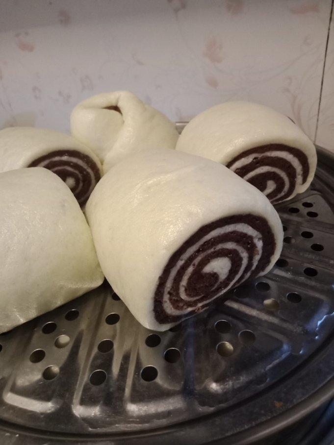 双色馒头(可可粉)