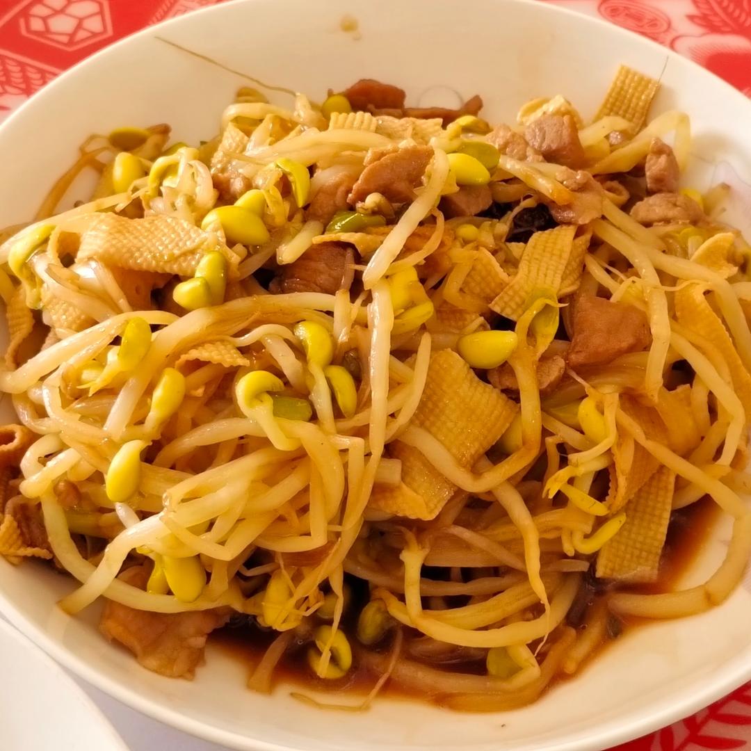 超级下饭菜黄豆芽炒肉-果果美厨