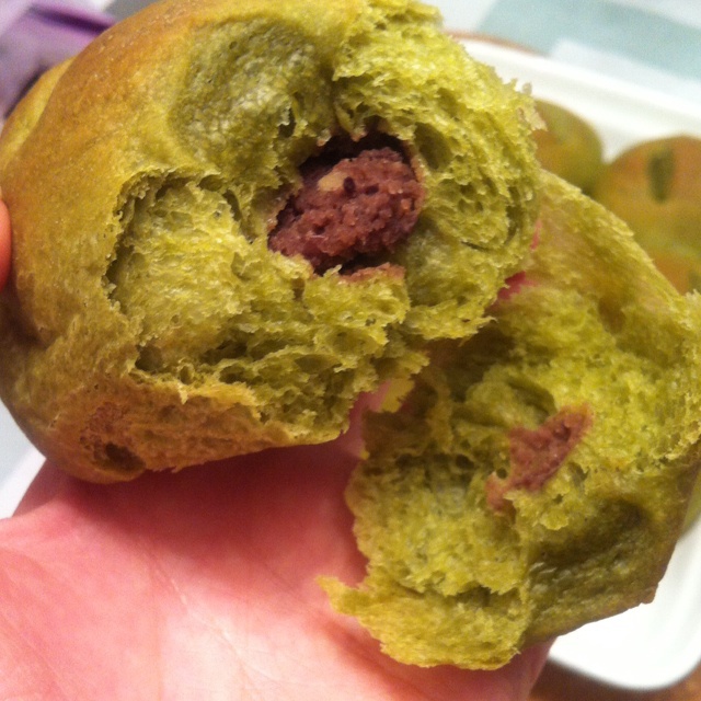 抹茶豆沙小面包（无油脂）