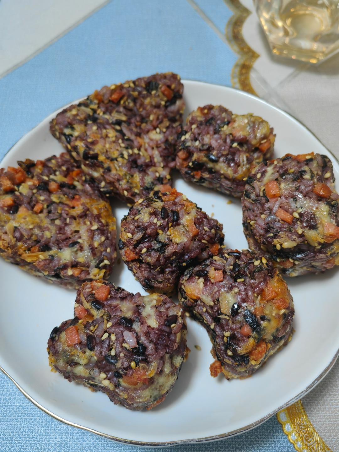 空气炸锅【芝士烤饭团】消灭剩饭