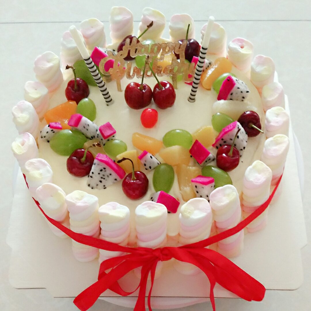 生日蛋糕教程【威化饼干围边】