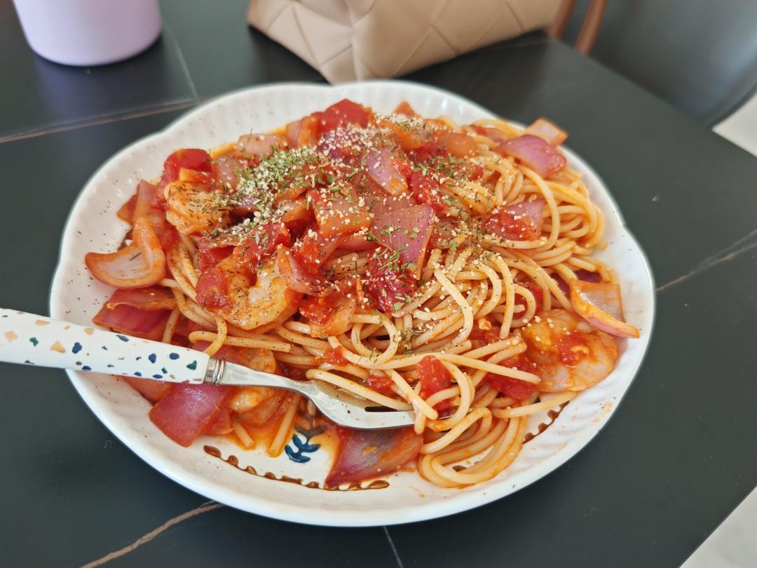 浓郁鲜香的番茄虾仁意大利面🍝好吃有营养